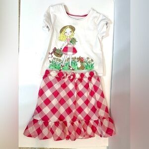 Girls Max Studio 2-Piece Shirt and Skirt Outfit pink and White Size 5/6